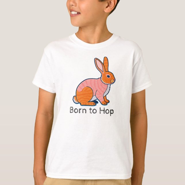 Born to hop Rabbit Illustration  T Shirt (Framsida)