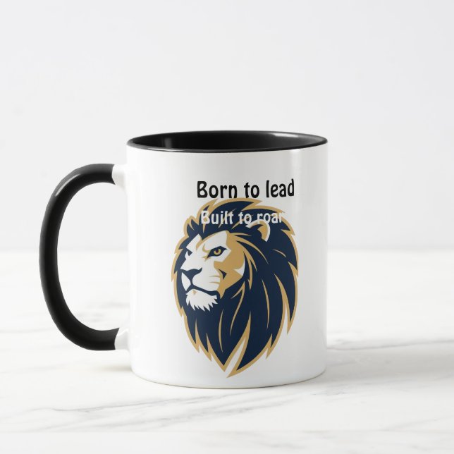 Born to Lead. Built to Roar." Lion Face Coffee Cup Mugg (Vänster)