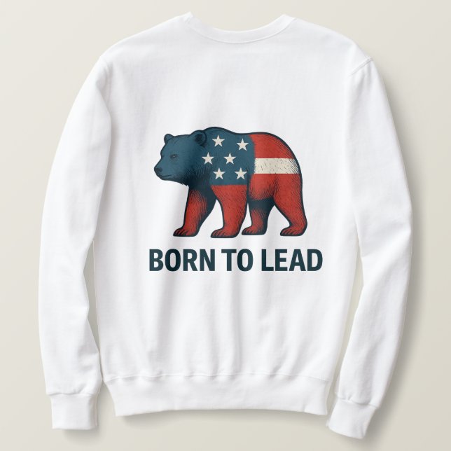 Born to Lead – Patriotic American Bear Design Lång Ärmad Tröja (Design baksida)