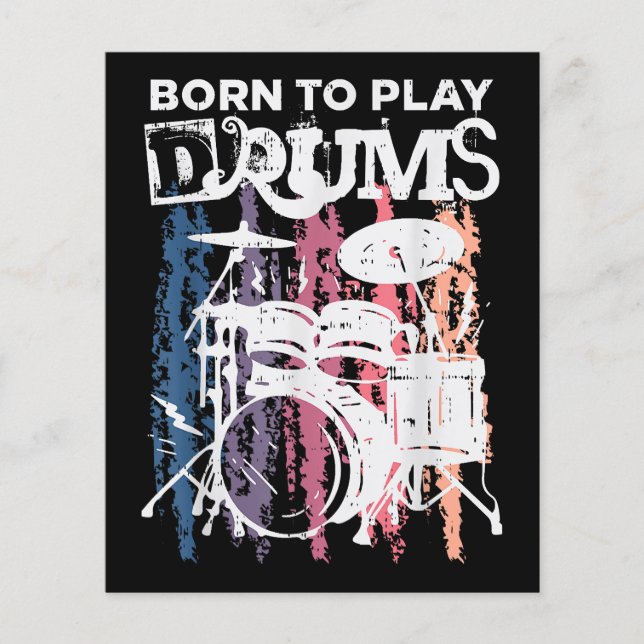 Born to Play Drums Drumming Rock musik Band Drumme (Framsida)