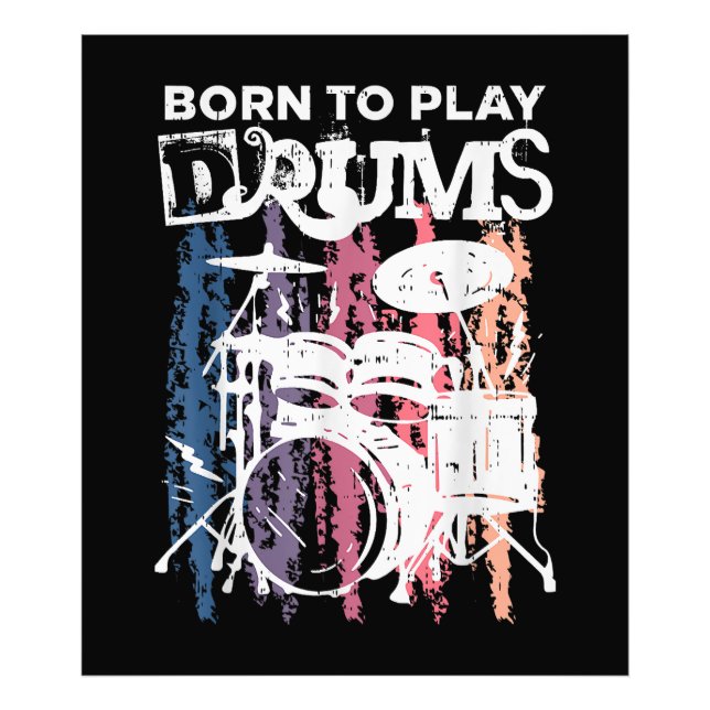 Born to Play Drums Drumming Rock musik Band Drumme Fototryck (Framsidan)