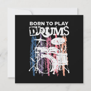 Born to Play Drums Drumming Rock musik Band Drumme Inbjudningar