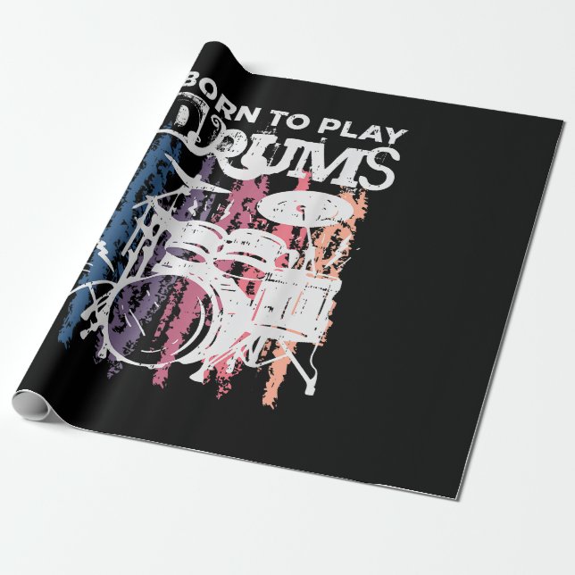Born to Play Drums Drumming Rock musik Band Drumme Presentpapper (Utrullad)