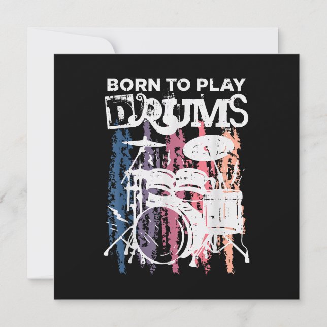 Born to Play Drums Drumming Rock musik Band Drumme Tack Kort (Framsida)