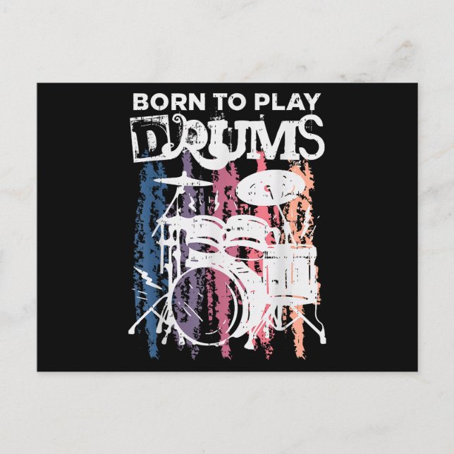 Born to Play Drums Drumming Rock musik Band Drumme Vykort (Framsida)