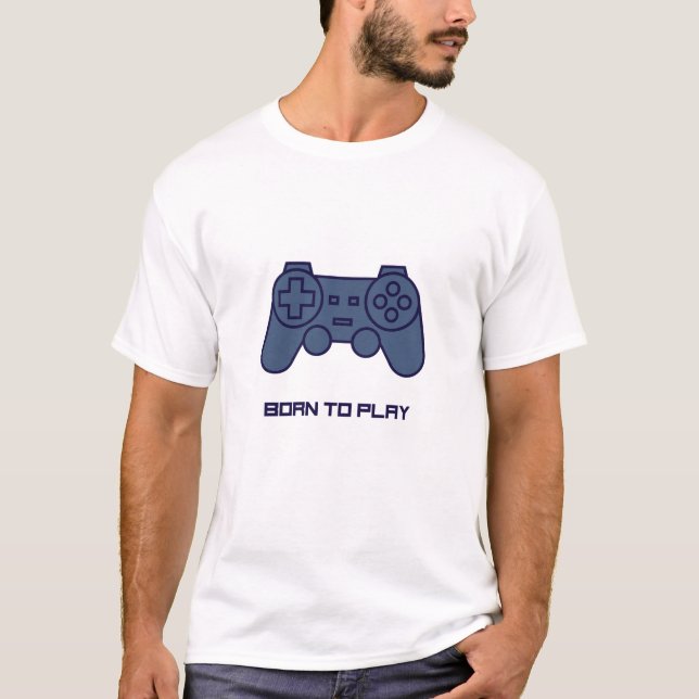Born To Play Gradient Gamepad Art T Shirt (Framsida)