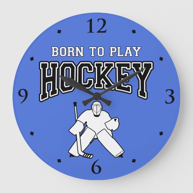 Born to Play Hockey Goalie Blue Stor Klocka (Framsida)