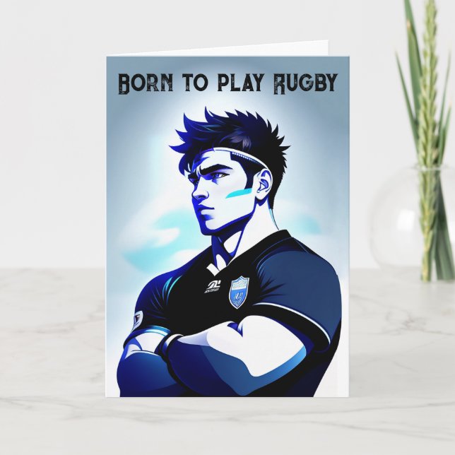 "Born to Play Rugby" - Rugby-hälsningskort Helgkort (Framsida)
