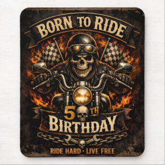 Born to Ride 50th Birthday Biker Skull Card Musmatta