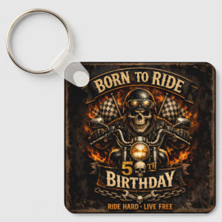 Born to Ride 50th Birthday Biker Skull Nyckelring