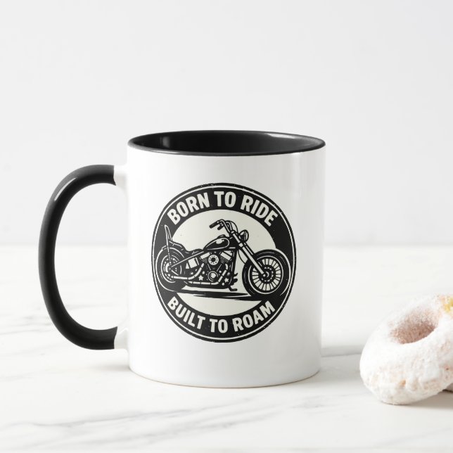 Born to Ride Built to Roam Chopper Mug Mugg (Med munk)