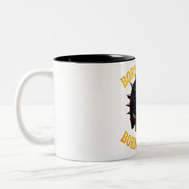 Born to Ride Flaming Skull Helmet Två-Tonad Mugg (Vänster)