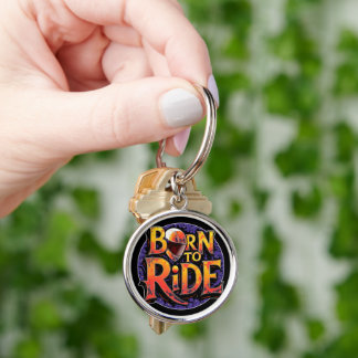 Born to Ride Keychain Rund Silverfärgad Nyckelring