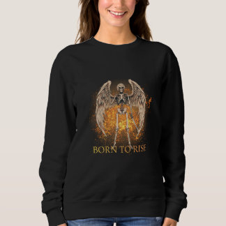 Born to Rise – Skeleton Angel with Sword Design T Shirt