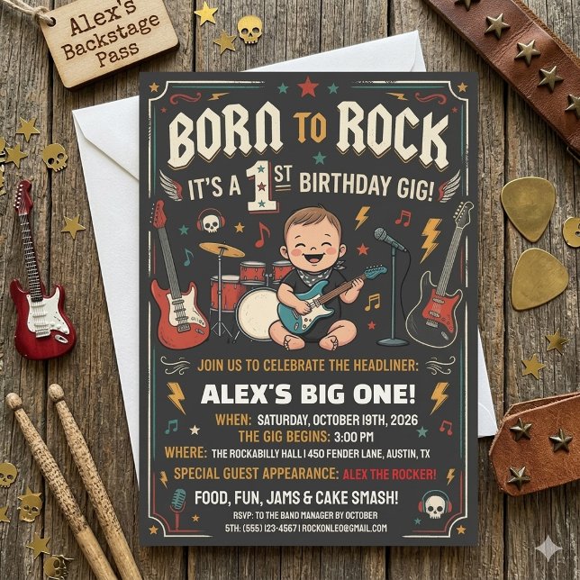 Born to Rock 1-års inbjudan Rock and Roll (Skapare uppladdad)