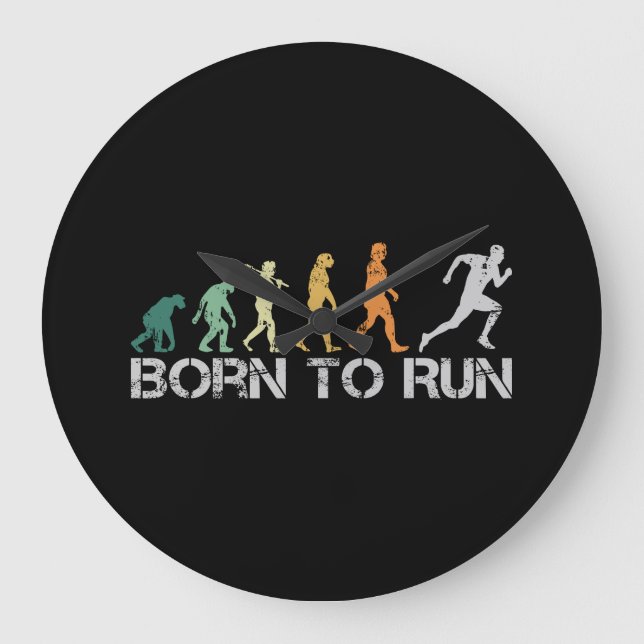 Born to Run Running Runner Evolution Retro Stor Klocka (Framsida)