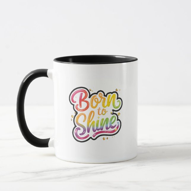Born to Shine Pride | LGBTQ regnbågscitat konst  Mugg (Vänster)