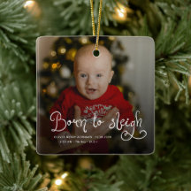 Born to Sleigh Baby Photo Birth Stats Christmas