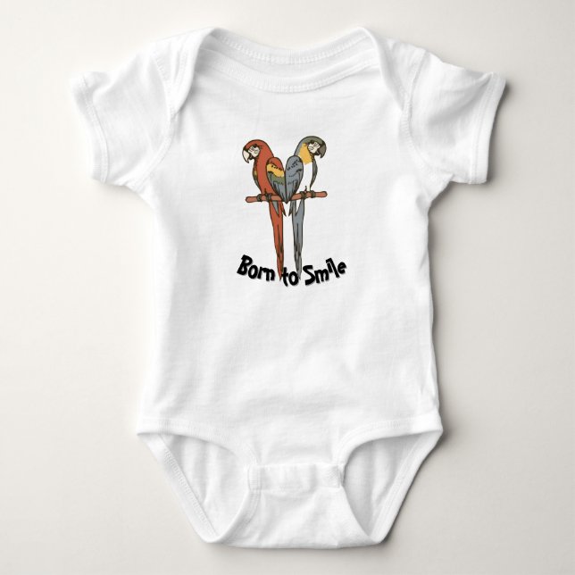 Born to Smile Parrot Baby Bodysuit T Shirt (Framsida)
