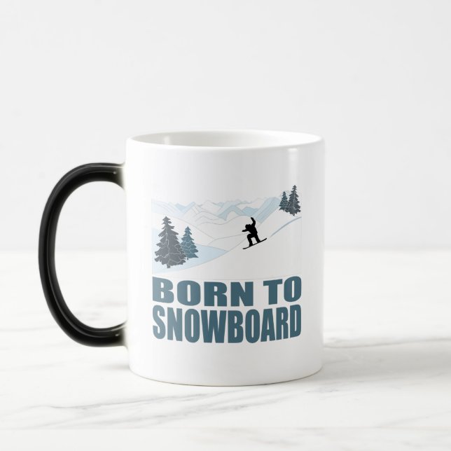 Born To Snownoard Winter Sports Magisk Mugg (Vänster)