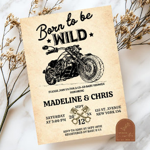 Born to Vild Vintage Motorcycle Baby Shower Inbjudningar