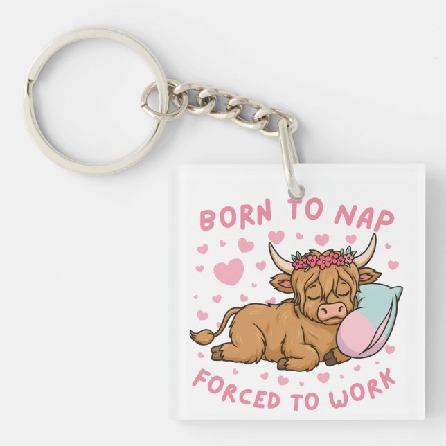 Born to Yap Forced to Work Funny Highland Cow Meme (Framsidan)