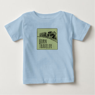 Born Traveler Tåg Illustration Gult - bakgrund Tee Shirt