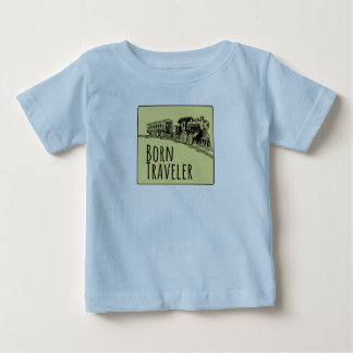 Born Traveler Tåg Illustration Gult - bakgrund Tee Shirt