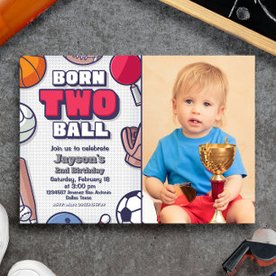 Born två Boll-inbjudan med foto Inbjudningar