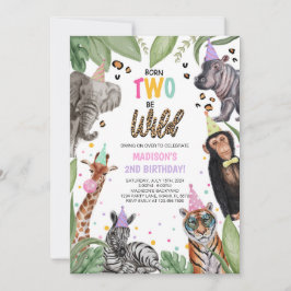 Born TWO BE Vild Safari 2:a födelsedagen Inbjudningar