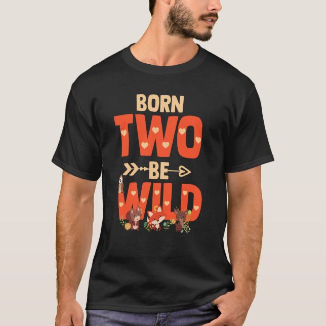 Born Two Be Wild Toddler Bday Girl Woodland Animal T Shirt (Framsida)
