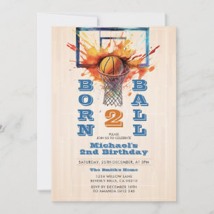 Born Two Boll Boy's Basketball 2:a födelsedagen Pa Inbjudningar