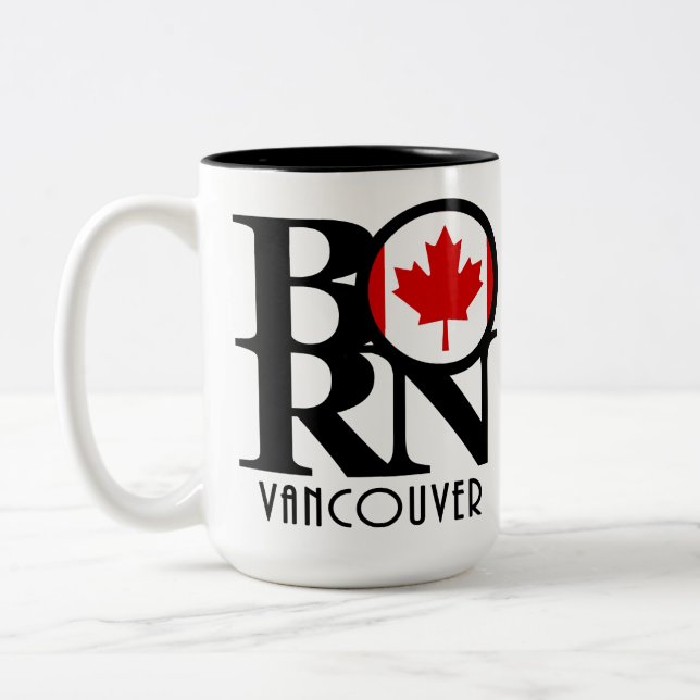 BORN Vancouver (Canadian Flagga) 15oz Två-Tonad Mugg (Vänster)