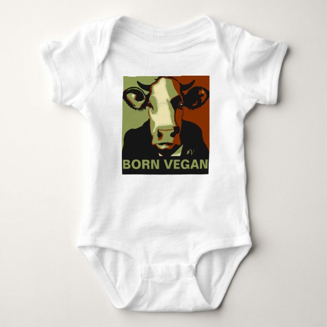Born Vegan Camo Pop Art Cow Baby Jumper T Shirt (Framsida)
