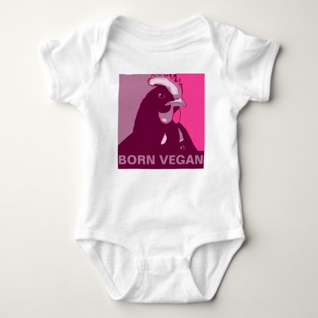 Born Vegan Rosa Pop Art Chicken Baby Jumper T Shirt (Framsida)