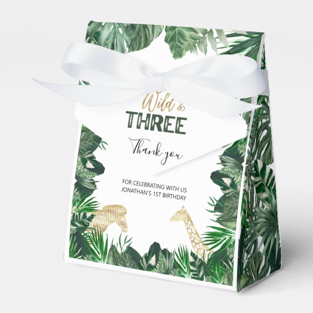 Born Vild Jungle Safari 3:e födelsedagen Presentaskar (Framsidan Sidan)