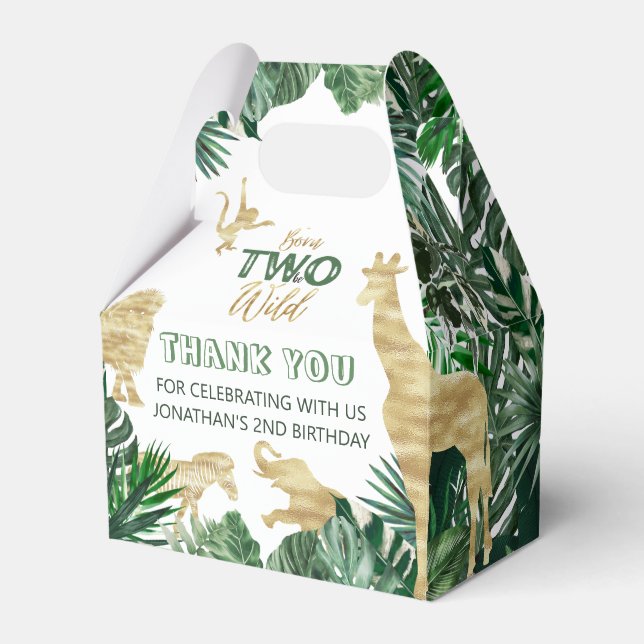Born Vild Jungle Safari Themens andra födelsedag P Presentaskar (Framsidan Sidan)