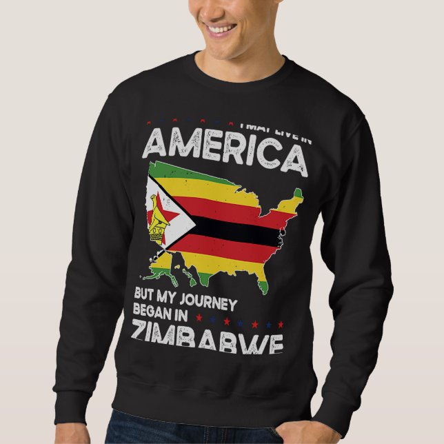 Born Zimbabwe American USA Citizenship Lång Ärmad Tröja (Framsida)