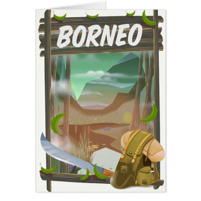 Borneo Dschungel reseskylt Hälsningskort (Framsidan)