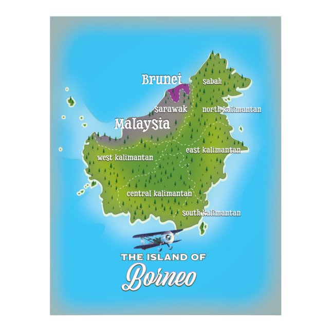 Borneo Karta Fototryck (Framsidan)