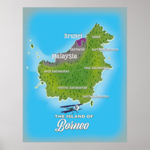 Borneo Karta Poster