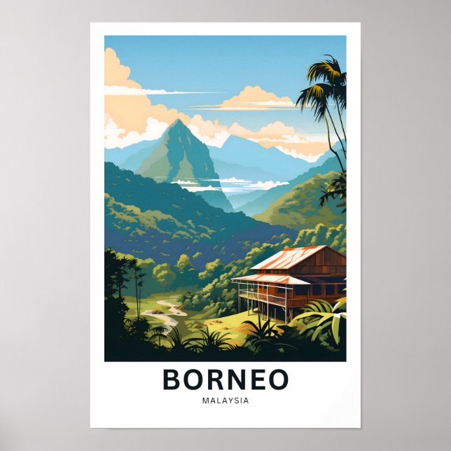 Borneo Malaysia Travel Skriv ut Poster (Framsidan)