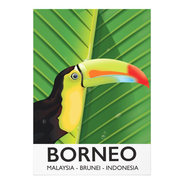 Borneo Tukan reseskylt Fototryck (Framsidan)