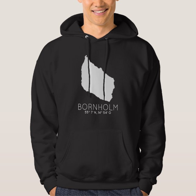 Bornholm Danmark Koordinater Dansk Card Hoodie (Framsida)