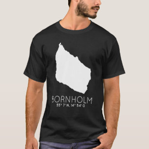 Bornholm Danmark Koordinater Dansk Card T Shirt