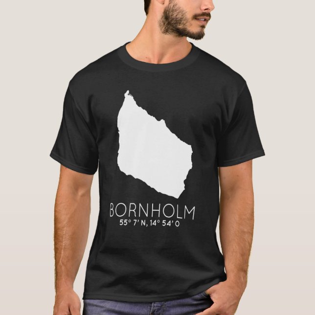 Bornholm Danmark Koordinater Dansk Card T Shirt (Framsida)
