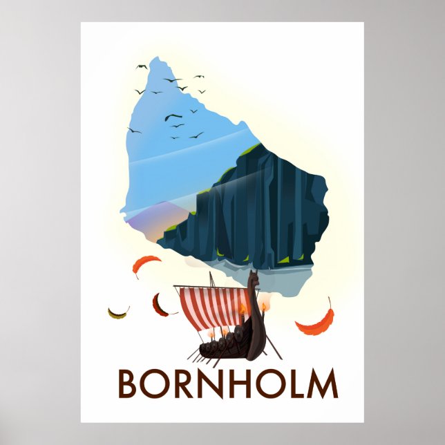 Bornholm Island Viking karta Poster (Framsidan)