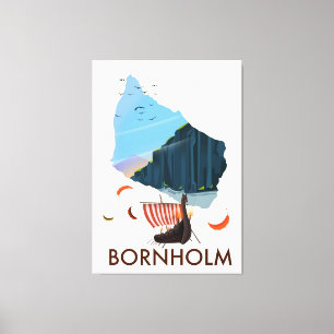 Bornholm ö Vikingakarta Canvastryck