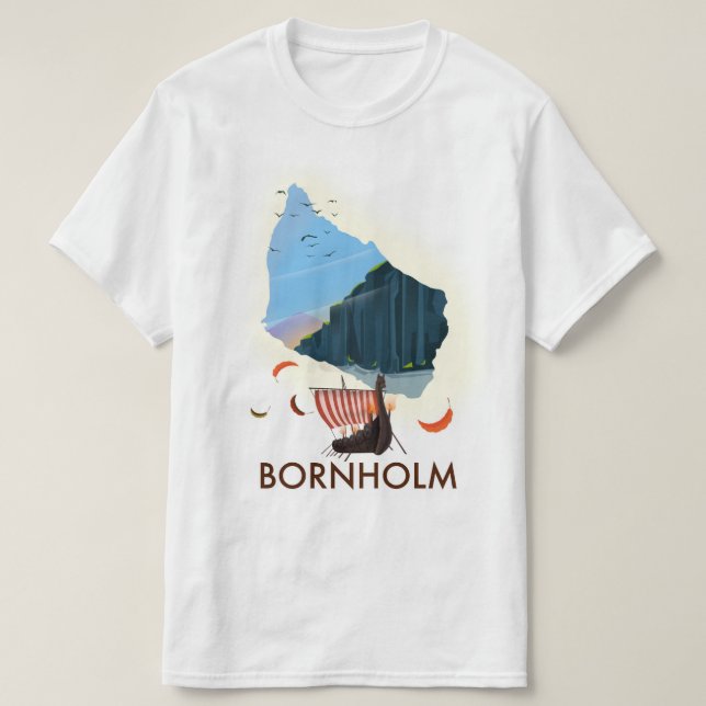 Bornholm ö Vikingakarta T Shirt (Design framsida)