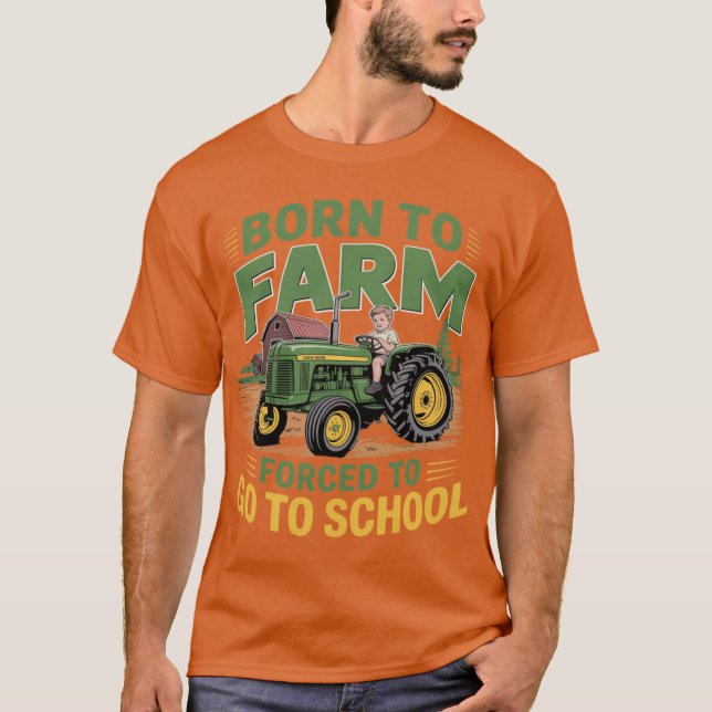 Borno Farm Forcedo GoTo School Farmerractor Ranche T Shirt (Framsida)